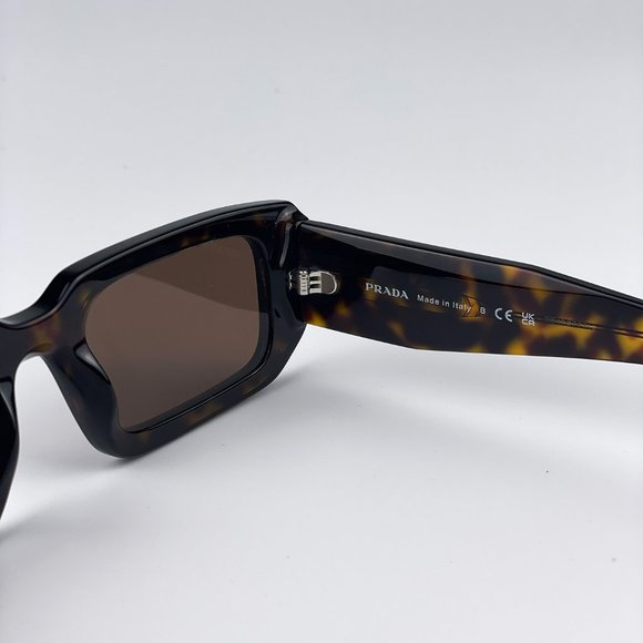 Prada PR06YS 2AU8C1 Sunglasses Havana Tortoise Dark Brown Rectangle Unisex - Picture 11 of 12